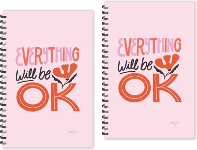 ESCAPER Everything will be OK (Ruled - A5 Size - Pack of 2 Diaries) Designer Motivational Diaries, Motivational Quotes Diaries A5 Diary Ruled 160 Pages(Multicolor, Pack of 2)