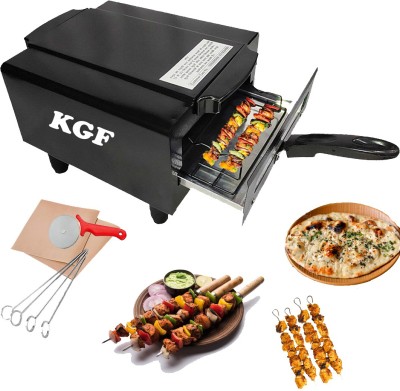 KGF Electric Tandoor with Auxiliary Equipment (Black) (14 Inch) 2000wt with pizza cutter, Magic cloths, 1 Grill, 4 Skewers, 1Recipe book, 4 legs, 1 handle (14 INCHES) Electric Tandoor(Black)