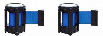 DARIT Queue Barrier Belt, Wall Mounted Safety/Security Barrier Belt,Security Retractable Barrier for Stanchion Queue with 2 Meter belt (BLUE PACK OF 2) Emergency Sign(Reflective Sign)