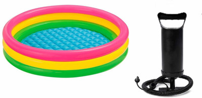 Enorme Inflatable 3 Feet Swimming Pool Bath Tub with Hand Air Pump Inflatable Swimming Pool(Multicolor)