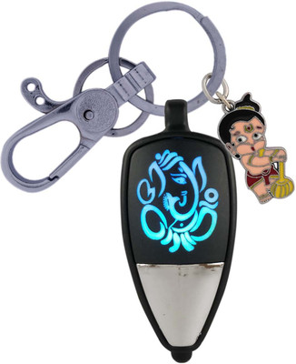 SHOKY LOOKS Ganesha Multiclor Light along with high Quality Locking Hook and Little Hanuman style Key Chain