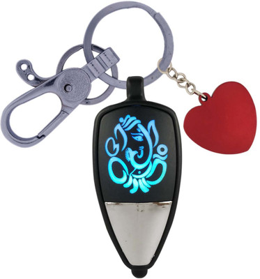 SHOKY LOOKS Ganesha Multiclor Light along with high Quality Locking Hook and Red Heart Key Chain