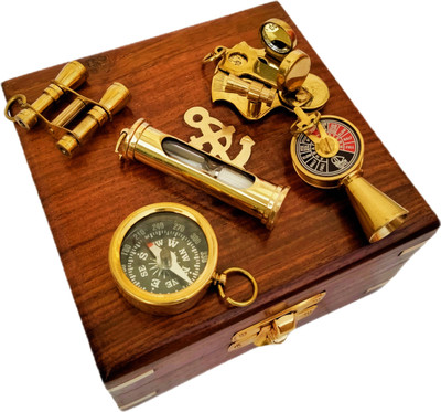 Ascent India Brass keychain set of 5 with wood box nautical gift Key Chain