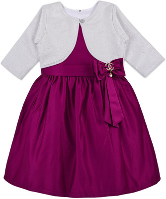 Wishkaro Baby Girls Midi/Knee Length Festive/Wedding Dress(Purple, 3/4 Sleeve)