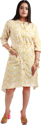 rayie collection Women Printed A-line Kurta(Yellow)