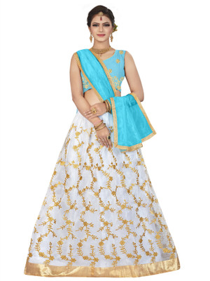 NEw BHARAT SALES Solid Semi Stitched Lehenga & Crop Top(Dark Blue)
