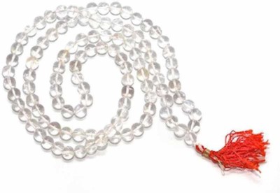 Rocksy Clear Crystal Quartz Rosary Sphatik Jaap Mala (7 mm/108 and 1 Beads) Beads Crystal Chain