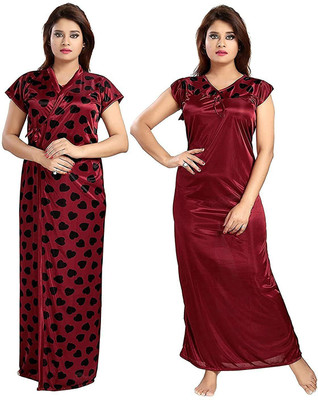 TCL FASHION Women Nighty Set(Maroon)