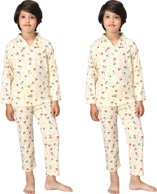 Fit N Fame Boys Printed Multicolor Night Suit Set