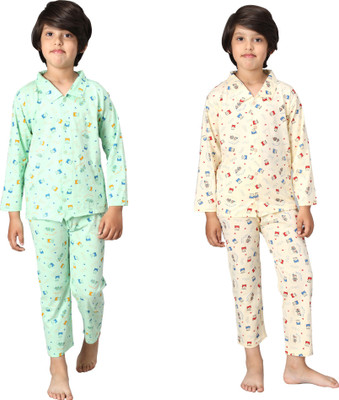 Fit N Fame Boys Printed Multicolor Night Suit Set