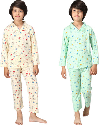 Fit N Fame Boys Printed Multicolor Night Suit Set