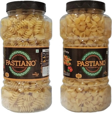 PASTIANO Big Fusilli and Shells Pasta Jars 500gm X2- Pack of 2 Fusilli, Shell Pasta Fusilli, Shell Pasta(Pack of 2, 1 kg)