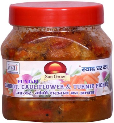 Sun Grow Homemade Organic Gobhi Gajar Shalgam Pickle Traditional Punjabi Flavor Punjabi Carrot Cauliflower & Turnip Pickle (Real Taste of Punjabi Pickle) 500gm Carrot, Cauliflower, Mixed Pickle(500 g)