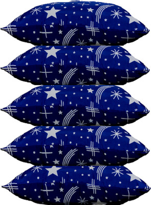 GKM Blue Star Print Microfibre Abstract Sleeping Pillow Pack of 5(Multicolor)