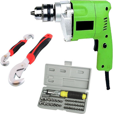Shopper52 10mm Powerful Electric Drill Machine with 41 Pcs Tool Kit Screwdriver and Snap N Grip Wrench Set DRL41SNP01 Pistol Grip Drill(10 mm Chuck Size)