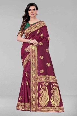 JD FASHION HUB Printed Bollywood Cotton Silk Saree(Purple)