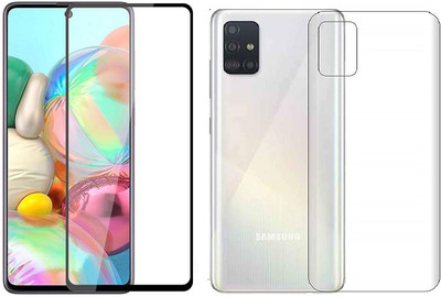 ELEF Front and Back Tempered Glass for SAMSUNG Galaxy A51 Front Edge to Edge Premium 11D Tempered Glass Back 0.3mm Flexible Guard(Trink)(Pack of 2)