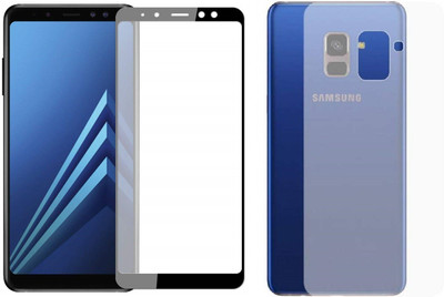 ELEF Front and Back Tempered Glass for Samsung Galaxy A8 Plus Front 11D Black Tempered Glass Back Flexible Trink(Pack of 2)