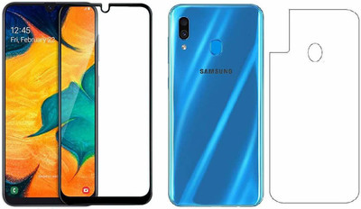 ELEF Front and Back Tempered Glass for SAMSUNG Galaxy A40 Front Edge to Edge Premium 11D Tempered Glass Back 0.3mm Flexible Guard(Trink)(Pack of 2)