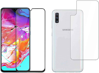 ELEF Front and Back Tempered Glass for SAMSUNG Galaxy A70 Front Edge to Edge Premium 11D Tempered Glass Back 0.3mm Flexible Guard(Trink)(Pack of 2)