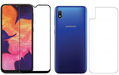 ELEF Front and Back Tempered Glass for SAMSUNG Galaxy A10 Front Edge to Edge Premium 11D Tempered Glass Back 0.3mm Flexible Guard(Trink)(Pack of 2)