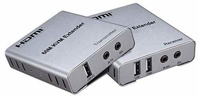 techut 60M HDMI KVM EXTENDER 60 METER OVER CAT 6/7 Media Streaming Device(Silver)