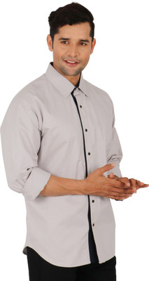 Shirt Theory Men Solid Casual Grey Shirt