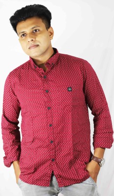 Indi Hemp Men Printed Casual Maroon Shirt