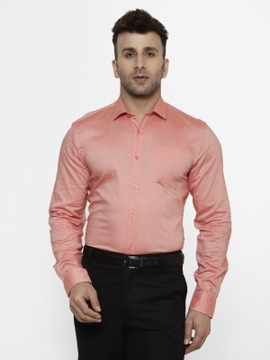 Cape Canary Men Solid Formal Pink Shirt