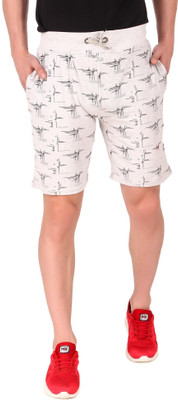 Plus91 Printed Men Grey Basic Shorts