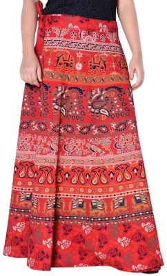 Unique Choice Printed Women Wrap Around Red Skirt