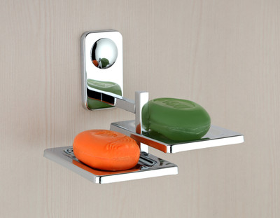 Lion Lender Square Shape Double Soap Dish,Soap Stand,Soap case,Soap Holder Stand(Silver)