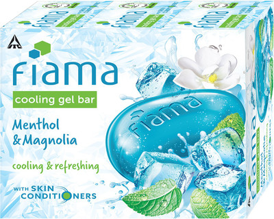 FIAMA Cooling Menthol & Magnolia Soap Gel Bathing Bar, For Moisturized Skin(3 x 125 g)