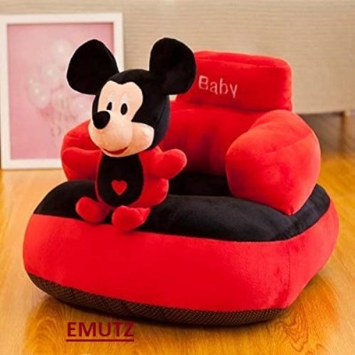 Ms Aradhyatoys Mickey Shape Soft Plush Cushion Baby Sofa Seat or Rocking Chair for Kids - 45 cm (Red, Black)  - 45 cm(Red)