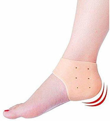 CROMIFY Anti Crack Vented Moisturizing Silicone Gel Heel Socks for Swelling Ankle Support(Beige)
