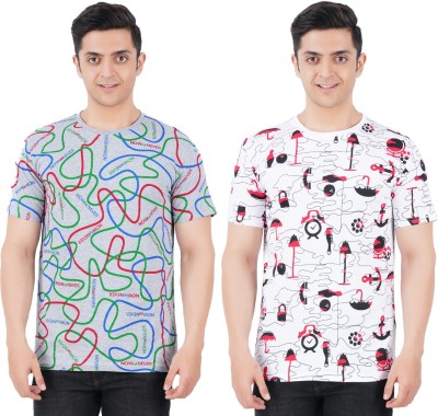 NOW OR NEVER Printed Men Round Neck Multicolor T-Shirt