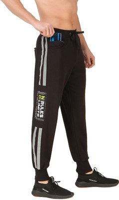 UZARUS Self Design Men Black Track Pants