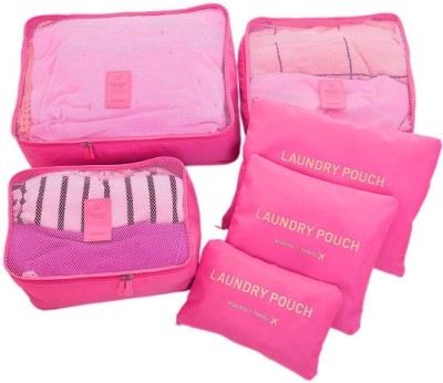 Kanha 6 Pieces Travelling Mesh Laundry Pouch/Cloth Organizer Storage Bag(Pink)