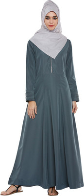 Momin Libas Polyester Solid Abaya(Grey)