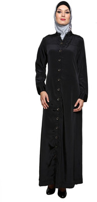 Momin Libas Polyester Solid Abaya(Black)
