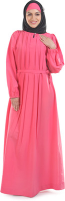 Momin Libas Polyester Solid Abaya(Pink)
