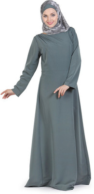 Momin Libas Polyester Solid Abaya(Grey)