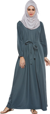 Momin Libas Polyester Solid Abaya(Grey)