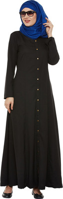 Momin Libas Polyester Solid Burqa(Black)