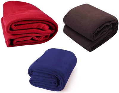 evohome Self Design Double Fleece Blanket for  Mild Winter(Polyester, brown+blue+red)