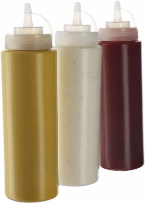 PuthaK Plastic Squeeze Bottle Ketchup Mustard Honey Sauce Dispenser Bottle 800 ml Bottle(Pack of 3, White, Plastic)