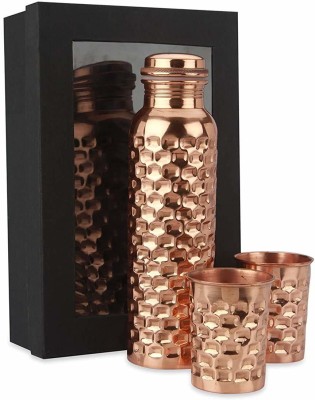 R S Royal Pure Copper Water Bottle with Set of 2 Glass, Perfect for Gifts Set 1000ml 1000 ml Bottle(Pack of 1, Copper, Copper)