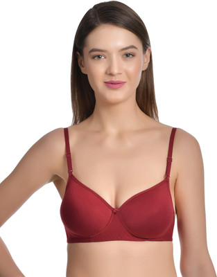 Aimly Women's Cotton Seamless Padded Non-Wired Moderate Coverage Removable Strap Bra - Maroon (34) Women Push-up Heavily Padded Bra(Maroon)