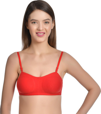 Aimly Women's Cotton Seamless Lightly Padded Non-Wired Low Coverage T-Shirt Bra Women T-Shirt Lightly Padded Bra(Red)