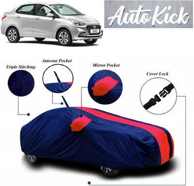 AutoKick Car Cover For Hyundai Xcent (With Mirror Pockets)(Red, Blue)
